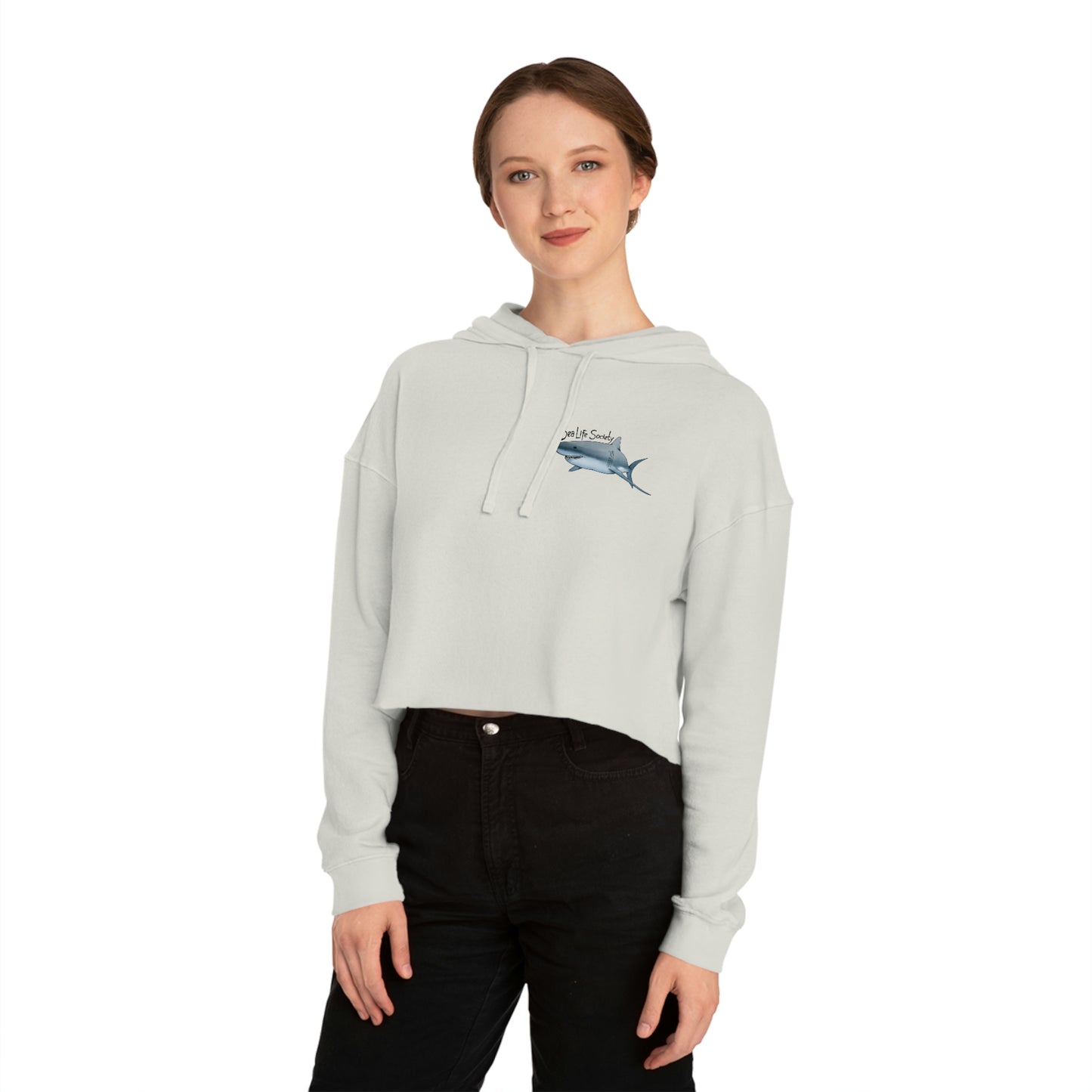 Shark Cropped Hooded Sweatshirt